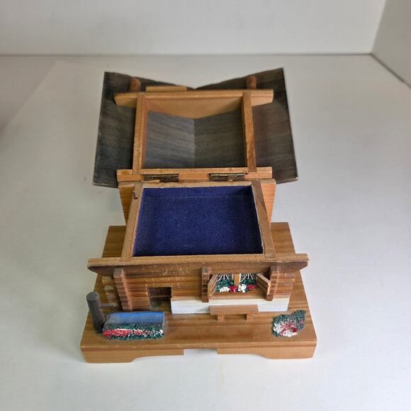 Vintage Reuge Swiss Chalet Music Box Jewelry Trinket Holder – Edelweiss Song - Picture 6 of 12